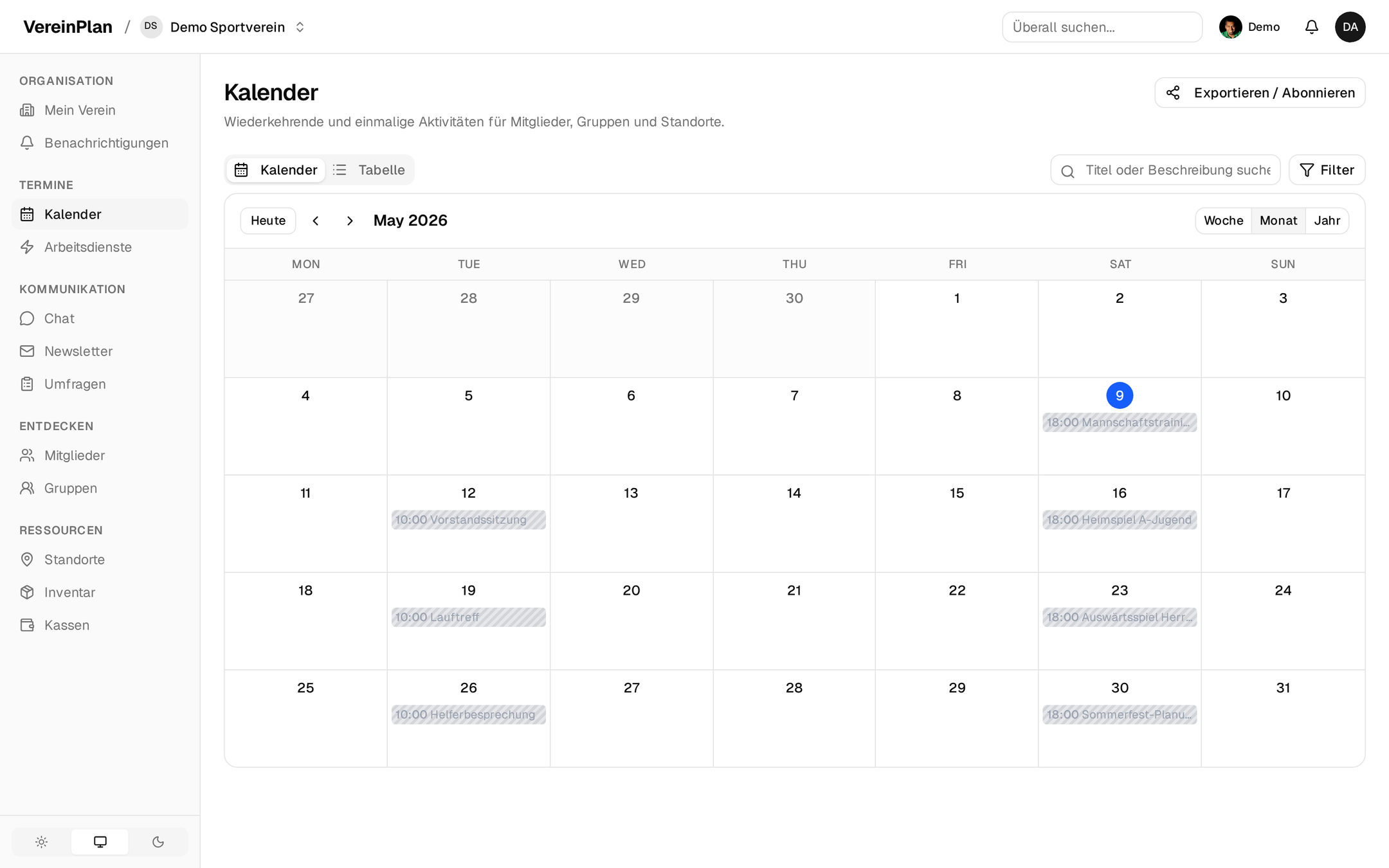 Calendar view on mobile