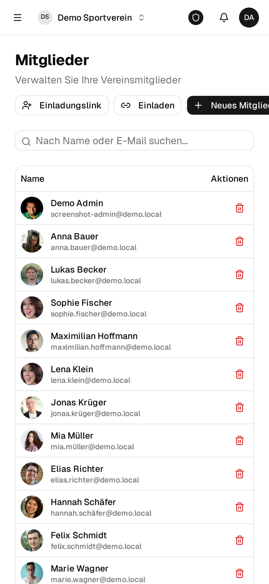 Member management on mobile