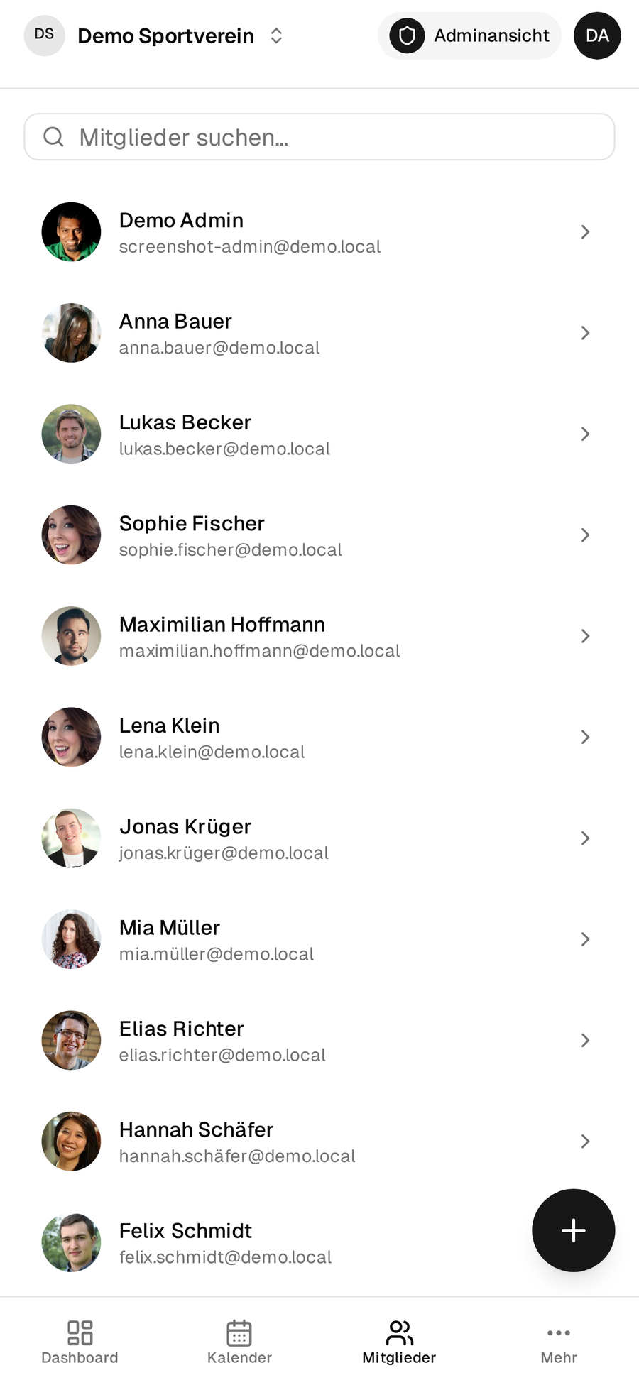 Mitgliederverwaltung auf dem Smartphone