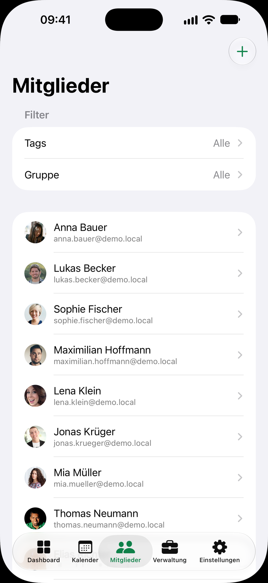 Mitgliederverwaltung auf dem Smartphone