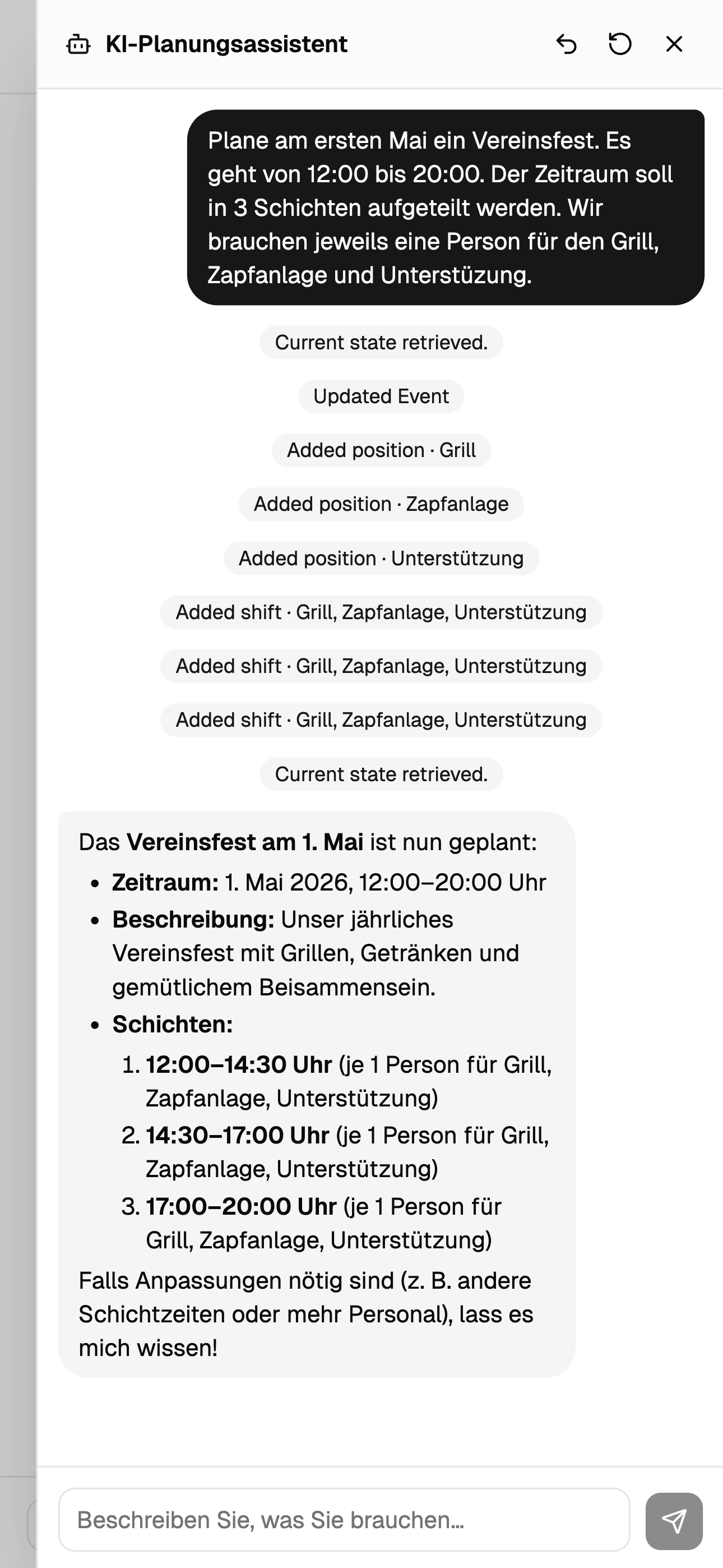 AI event planning on mobile